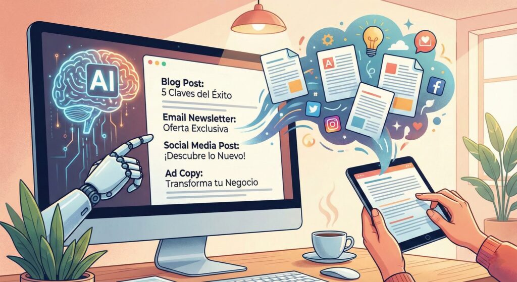 IA generando contenido y textos de marketing para un negocio